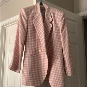 Vintage pink and white plaid blazer